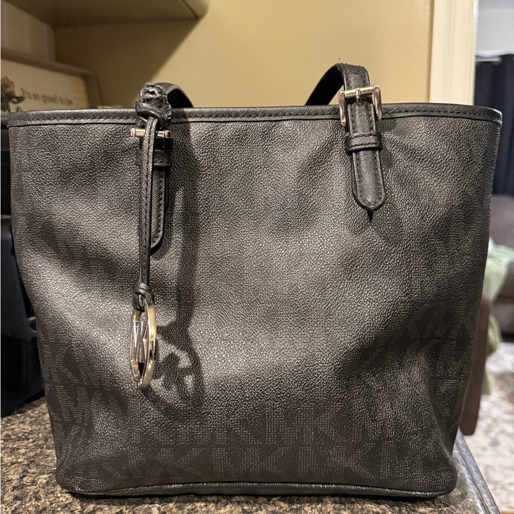 Michael Kors Black Tote Bag with Silver Hardware